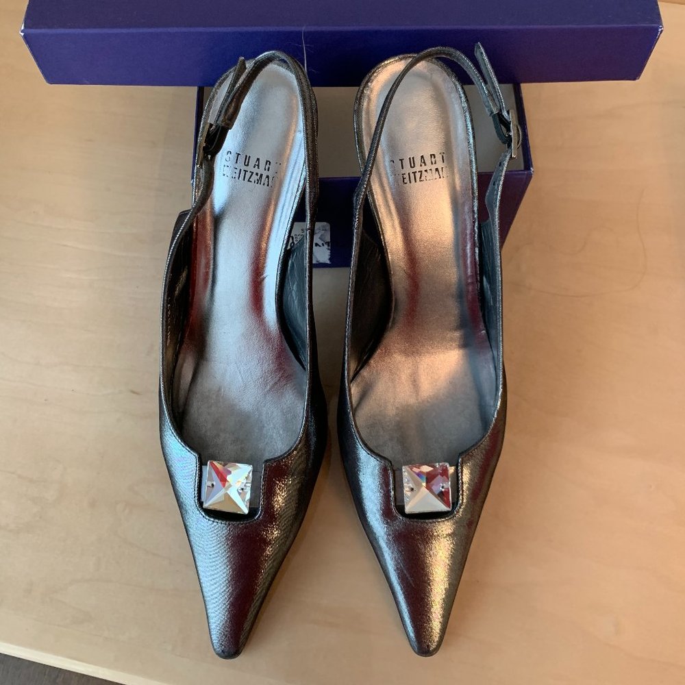 Stuart Weitzman silver slingback heel - size 8
